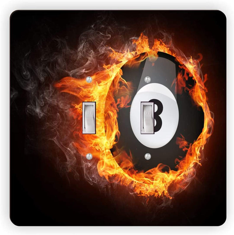 Super 8 Black Ball on Fire Billiards - Light Switch - Double Toggle