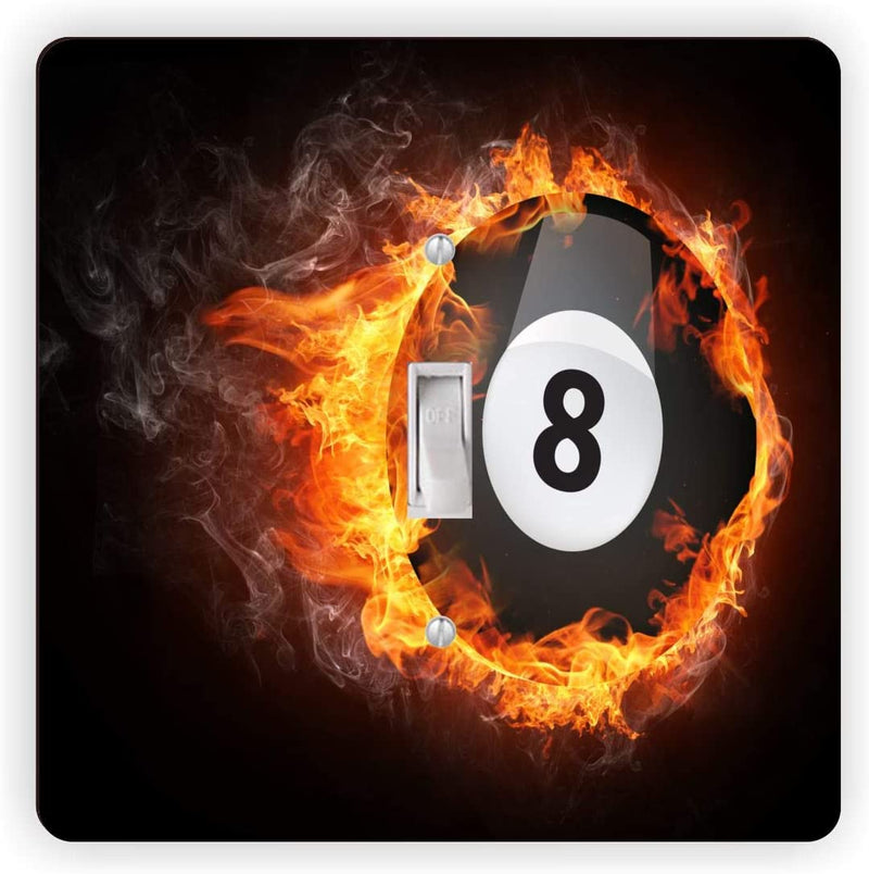 Super 8 Black Ball on Fire Billiards - Light Switch - Single Toggle