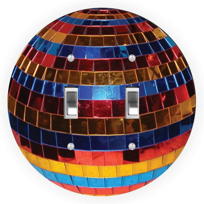 Disco Ball Design - Round Light Switch Plate Cover - Double Toggle