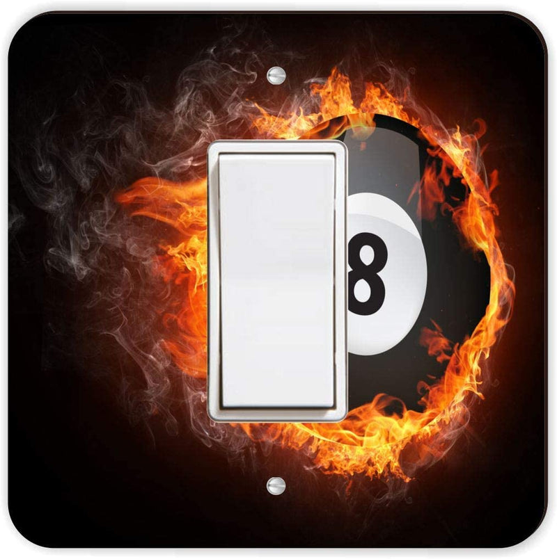 Super 8 Black Ball on Fire Billiards - Light Switch - Single Rocker