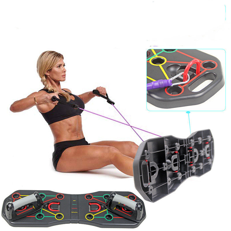 PUSH-UP STAND BOARD WITH RESISTANCE BANDS