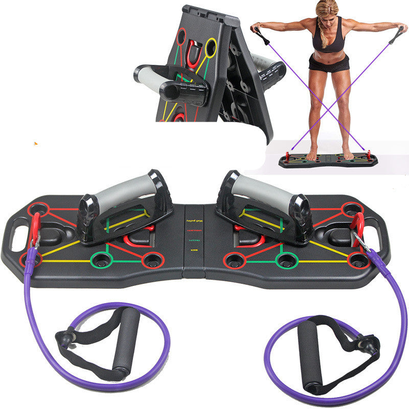 PUSH-UP STAND BOARD WITH RESISTANCE BANDS