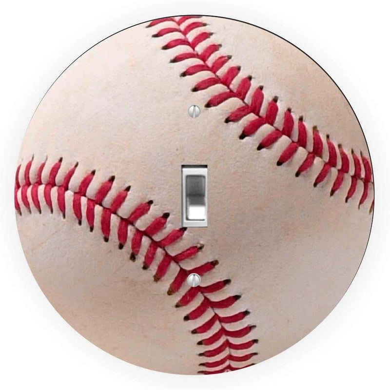 Baseball Design - Round Light Switch Plate Cover - Single Toggle