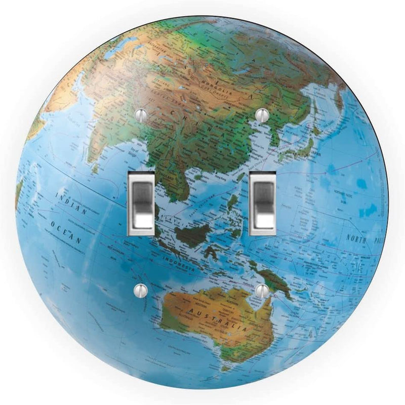 World Globe Blue Design - Round - Double Toggle