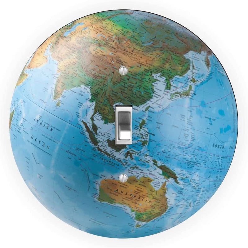 World Globe Blue Design - Round - Single Toggle